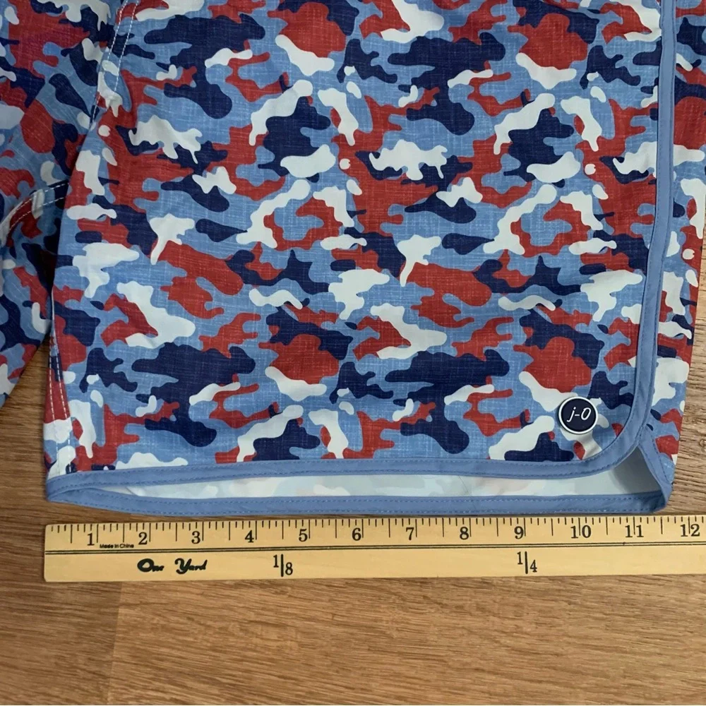 Johnnie-O NWOT Men’s XL Lined Red White Blue Camo Swim Trunks Boardshorts Preppy